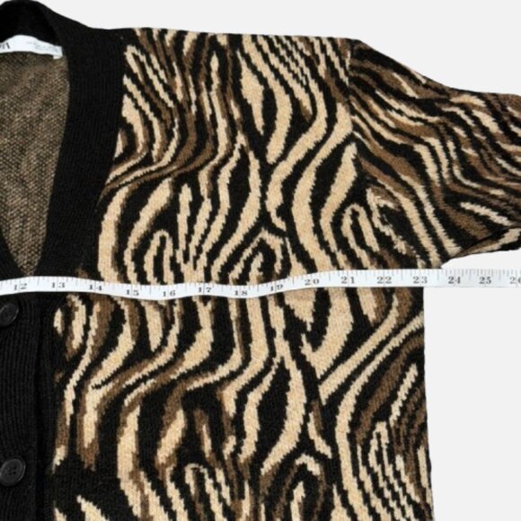 ZARA Safari Stripe Zebra Inspired Black Brown Tan Thick Cardigan (Size S) - Picture 8 of 15